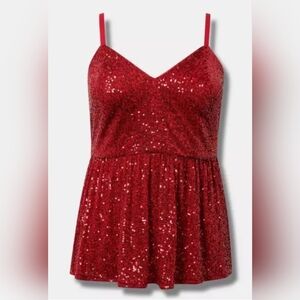 NWT Torrid Red Sequin Camisole Top